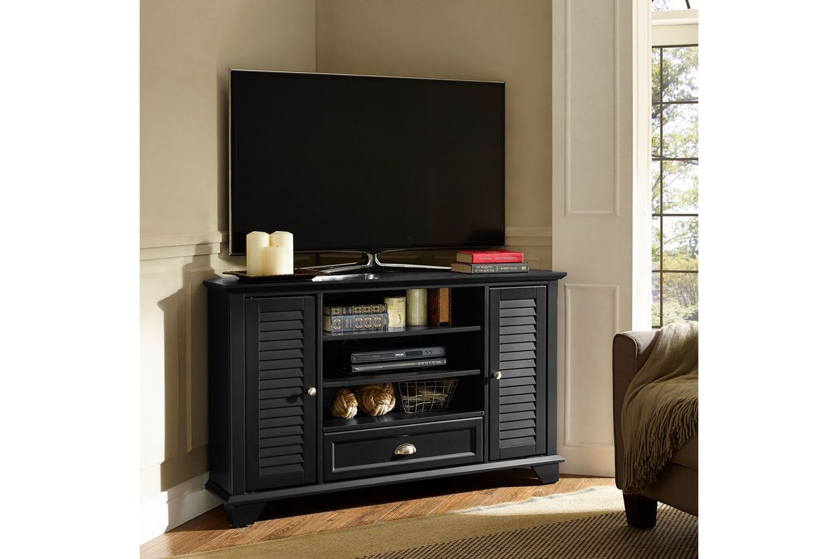 Palmetto 50" Corner TV Stand in Black by Crosley at GardnerWhite