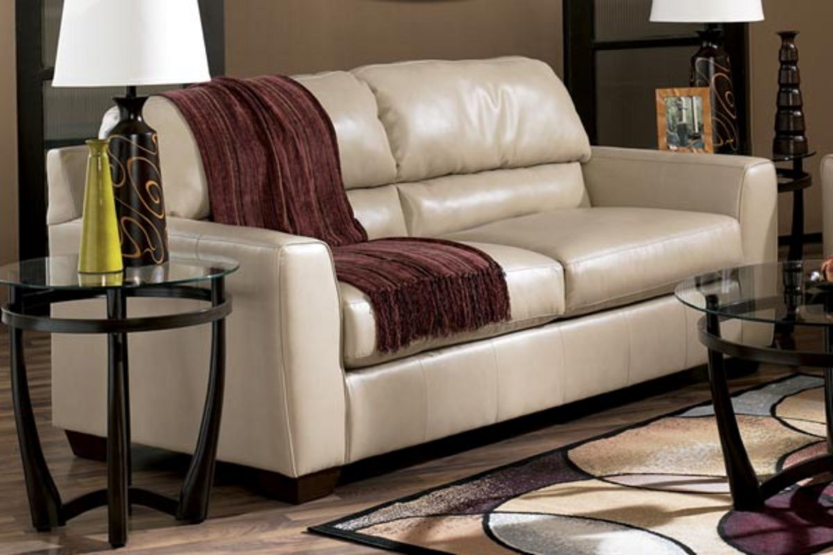 Rimini Taupe Durablend Leather Sofa at GardnerWhite