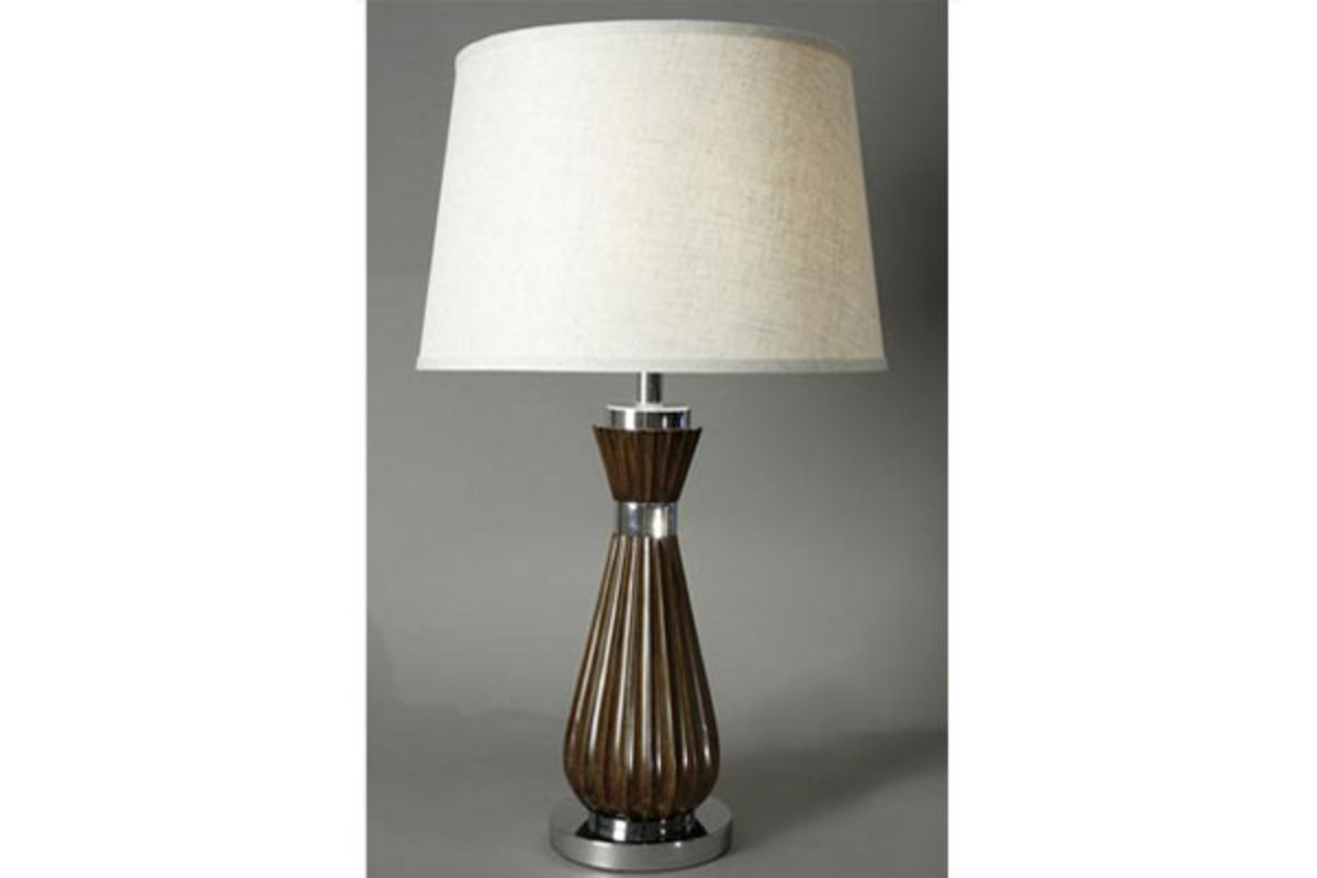Modern Wood with Ridges Table Lamp at GardnerWhite