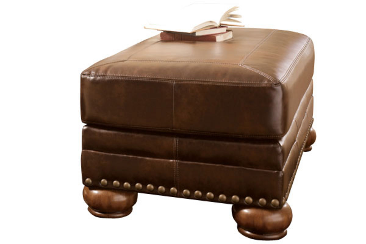 Sofia Leather Ottoman at GardnerWhite