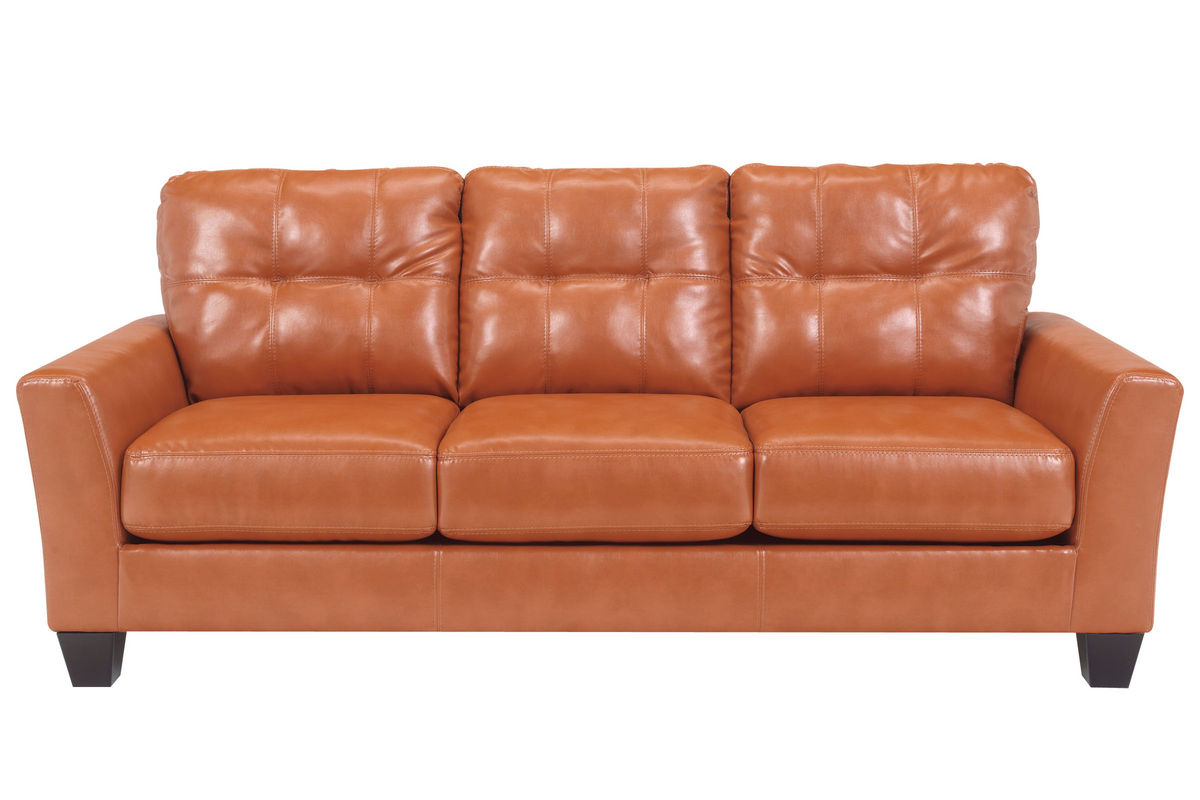 orange leather sofa on sale