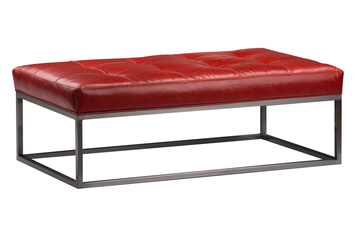 Leather & Metal Ottoman at GardnerWhite