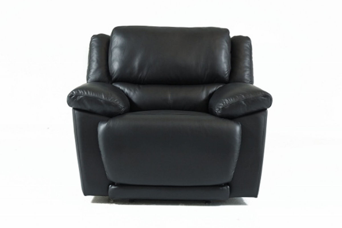 Delray Black Leather Recliner at GardnerWhite