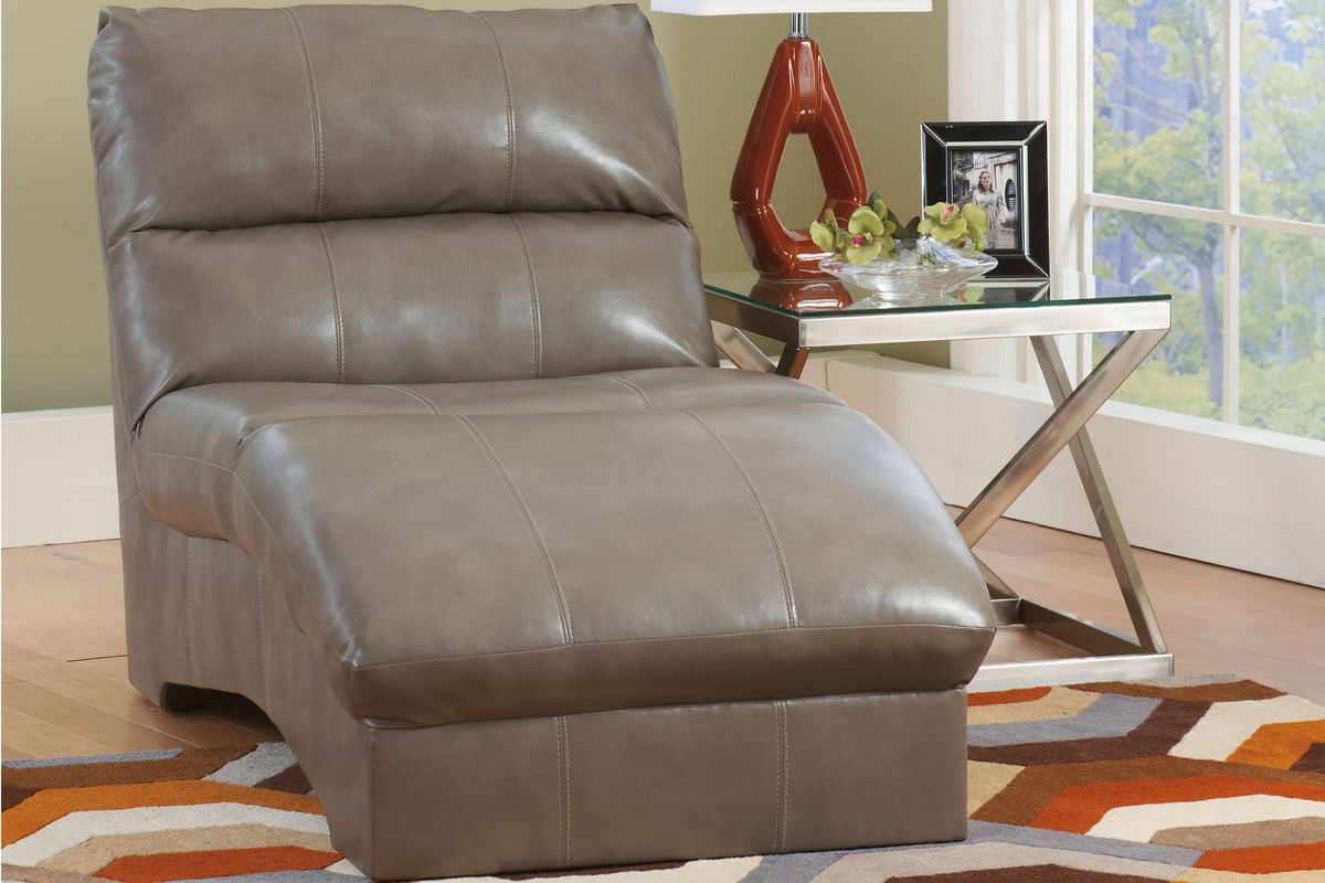 Galina Leather Chaise Lounge at GardnerWhite