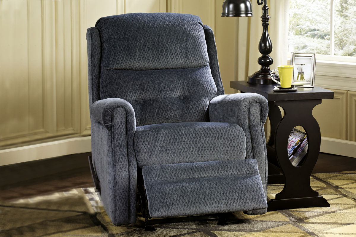 Meadowbark Glider Recliner Navy at GardnerWhite