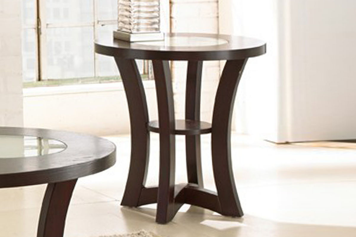 Round Espresso End Table at GardnerWhite