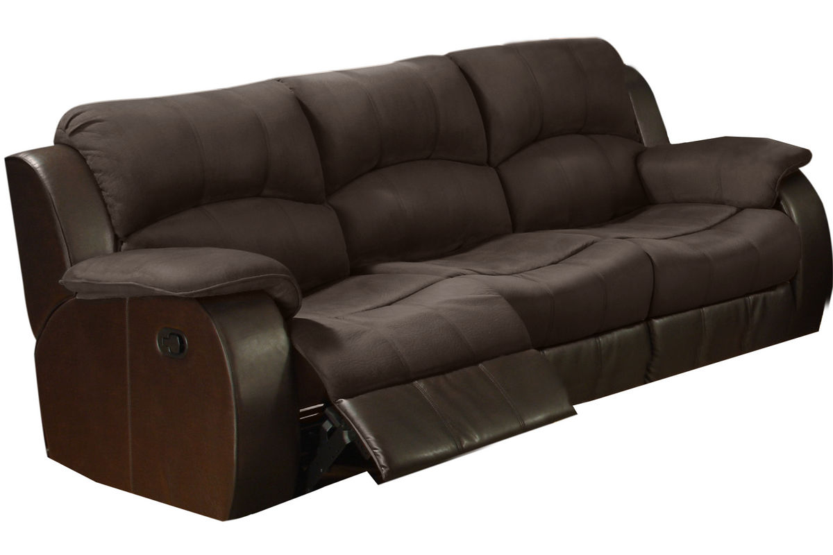 microfiber and leather reclining sofa