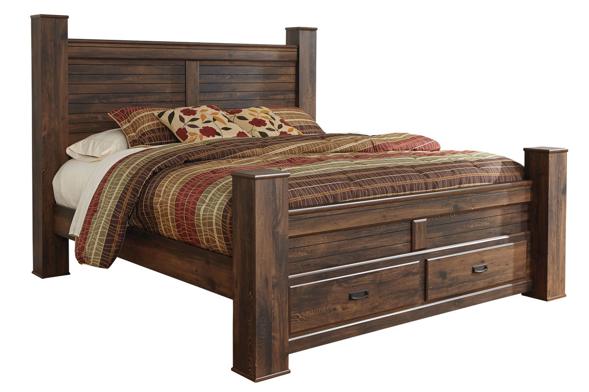 Quinn Dark Brown King Bed with Storage Footboard at GardnerWhite