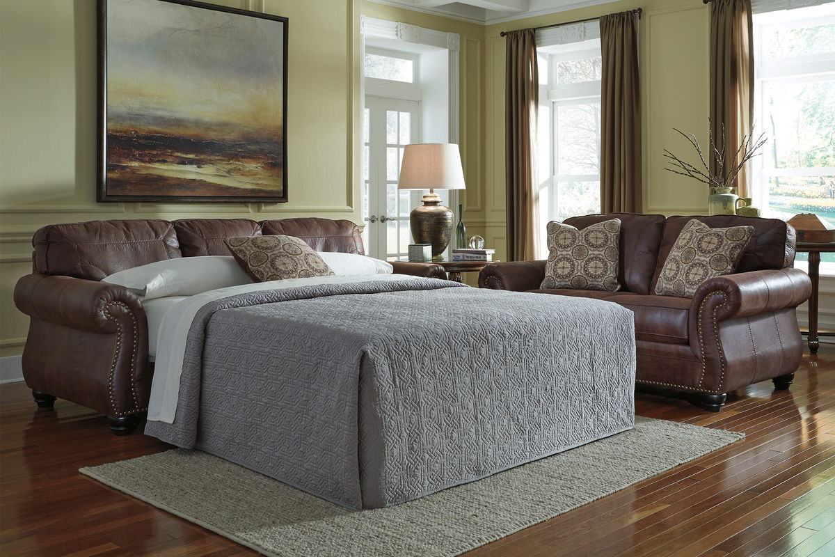 Breville Brown with Nailhead Sleeper Sofa at GardnerWhite