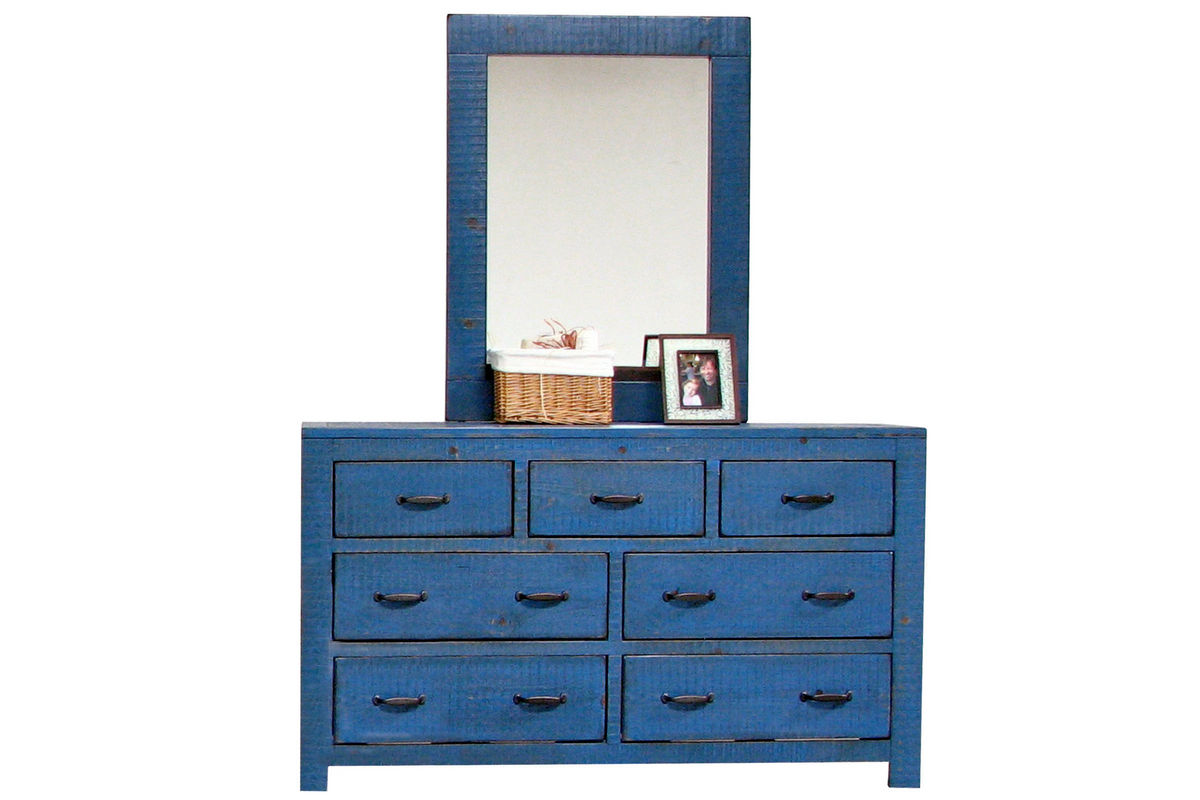 Blue Dresser & Mirror at GardnerWhite