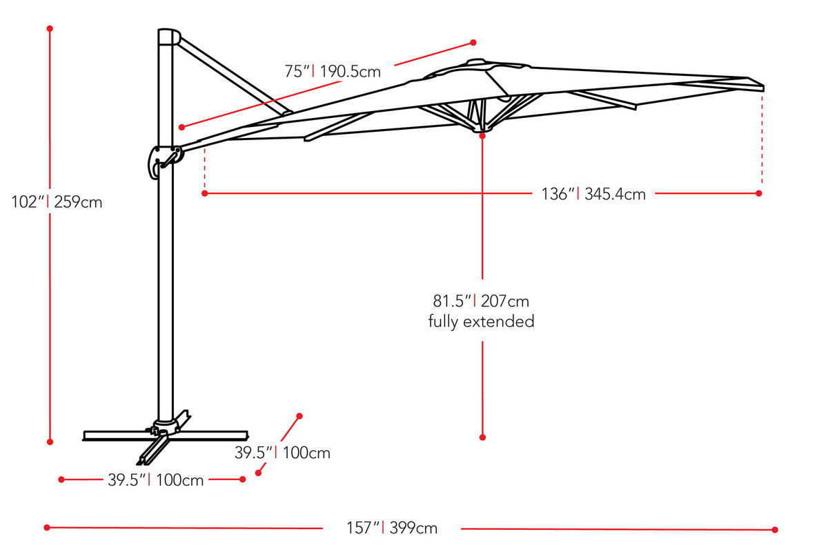 Deluxe Offset Patio Umbrella in Black at GardnerWhite