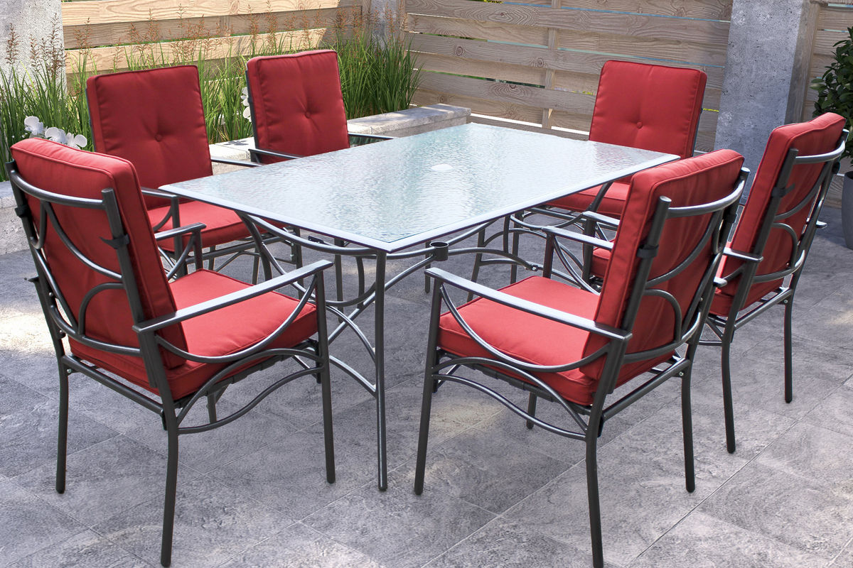 7Piece Red Patio Dining Set at GardnerWhite