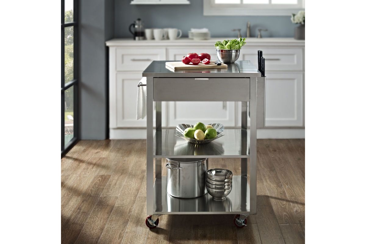 Culinary Prep Kitchen Cart in Stainless Steel by Crosley_FDROP_170327