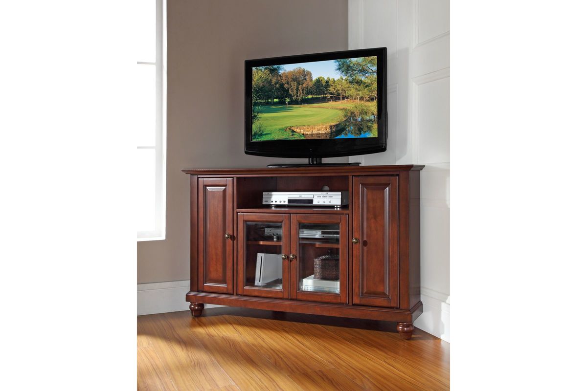 Cambridge 48" Corner TV Stand in Vintage Mahogany by Crosley