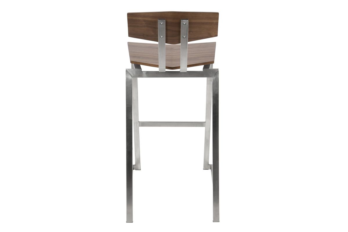Flight Contemporary Stainless Steel Counter Stool in Walnut Wood Set