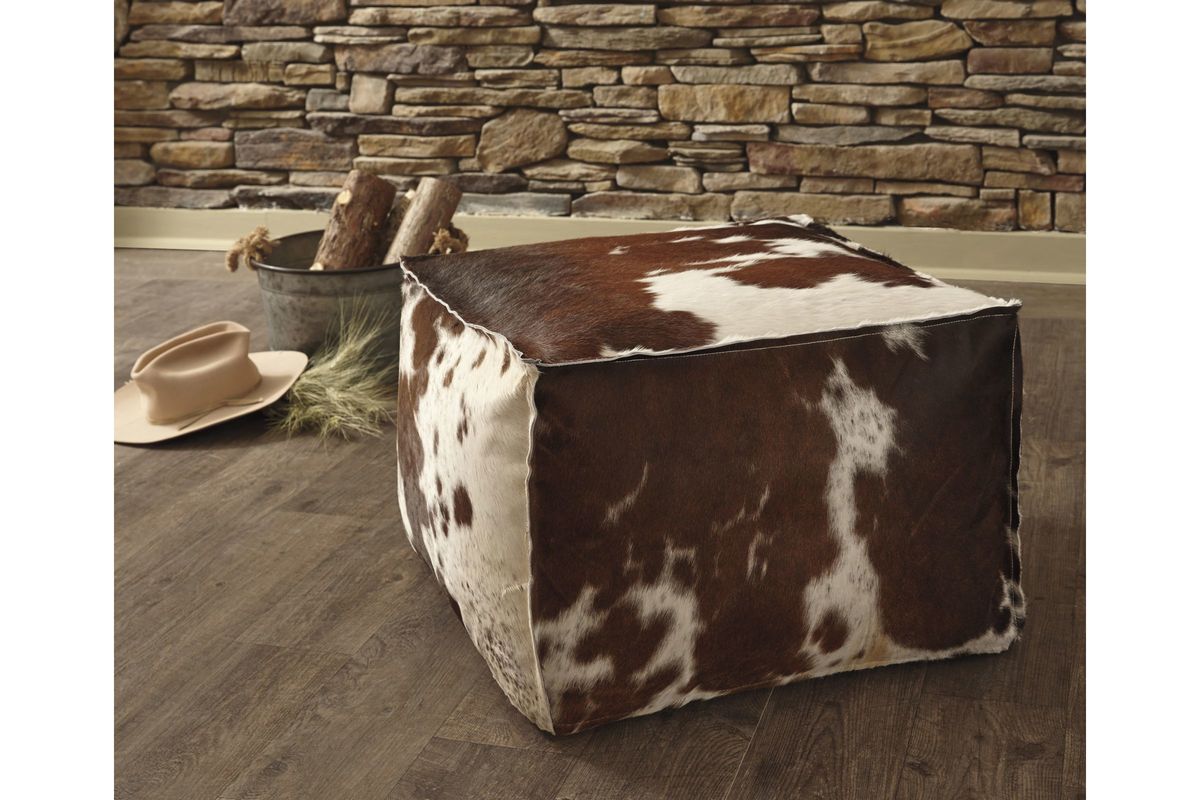 Tegan Pouf in Cowhide by Ashley at GardnerWhite