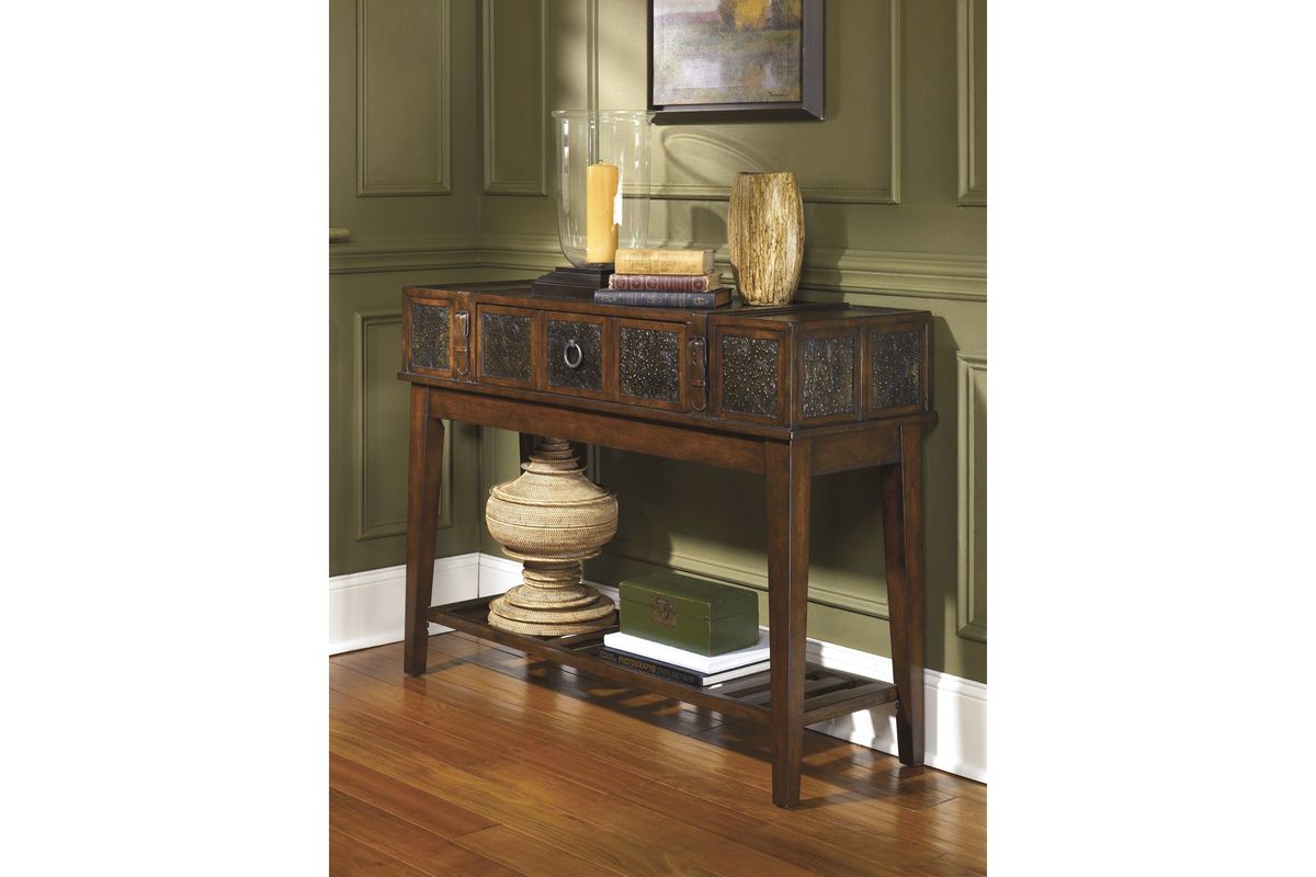 McKenna Sofa Table in Dark Brown by Ashley at Gardner-White
