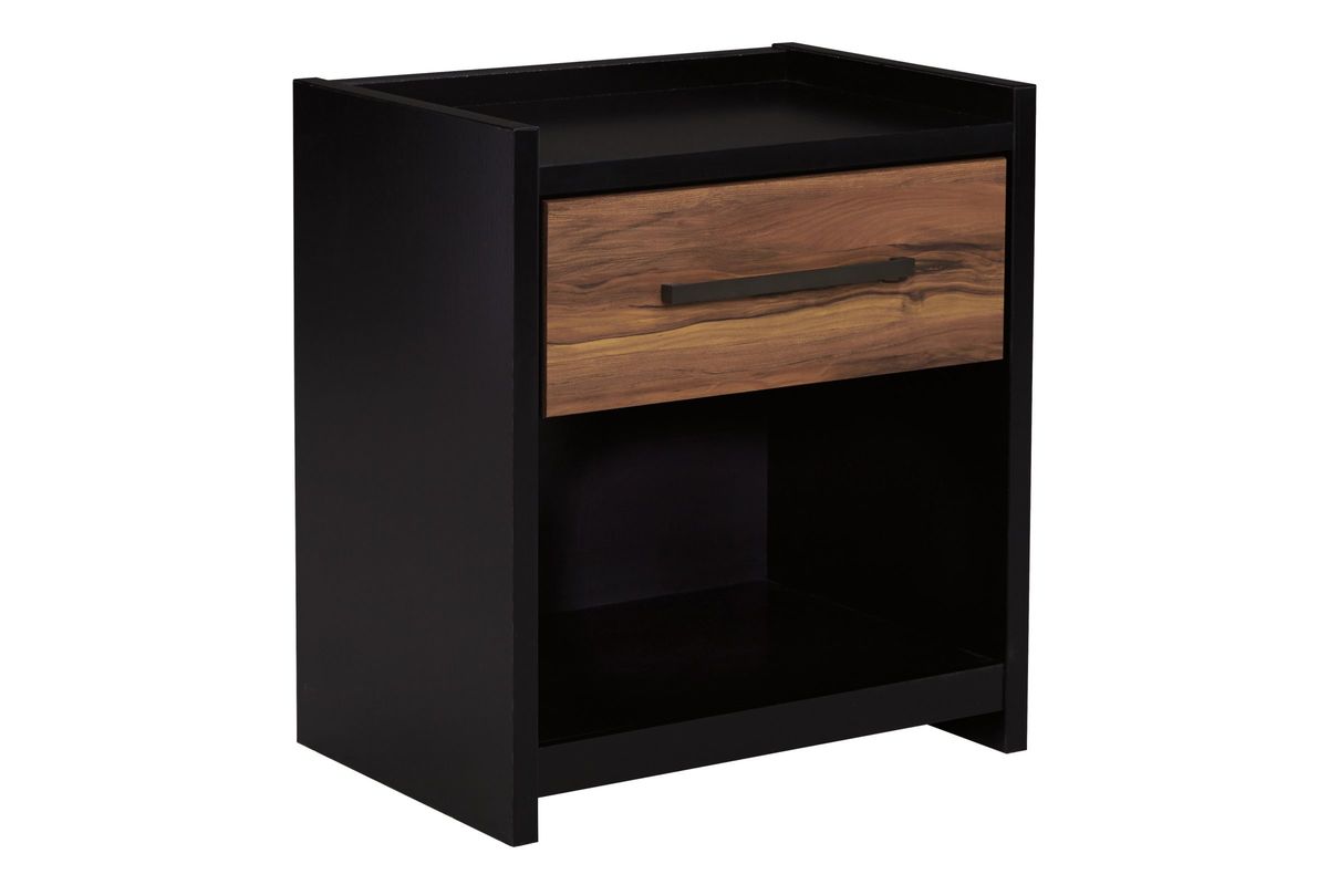 Stavani One Drawer Night Stand in Black and Brown by Ashley