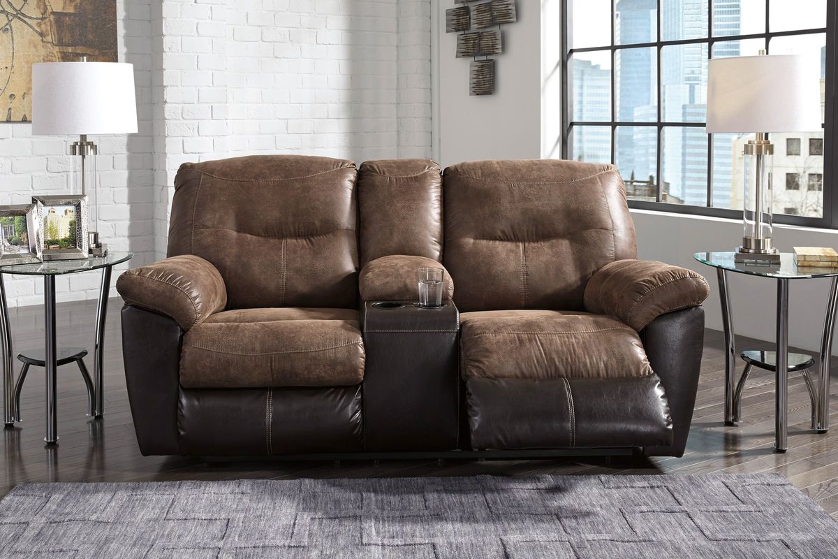 Follett Reclining Loveseat with Console at GardnerWhite