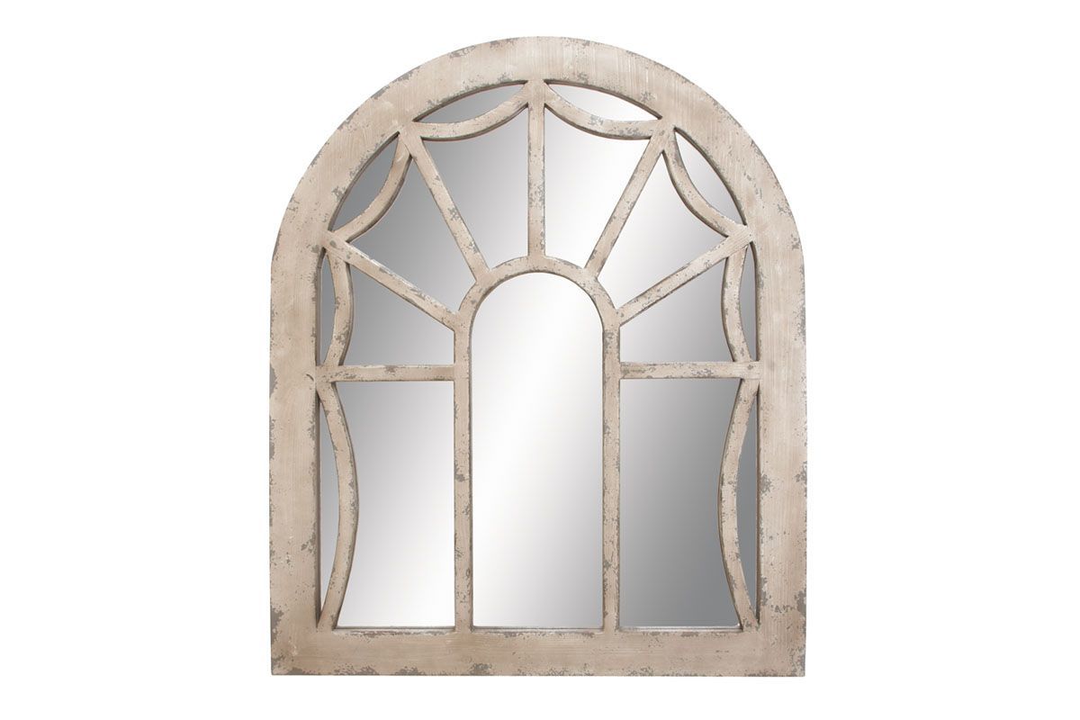 Rustic Arched Wall Mirror in Distressed Ivory by UMA at GardnerWhite