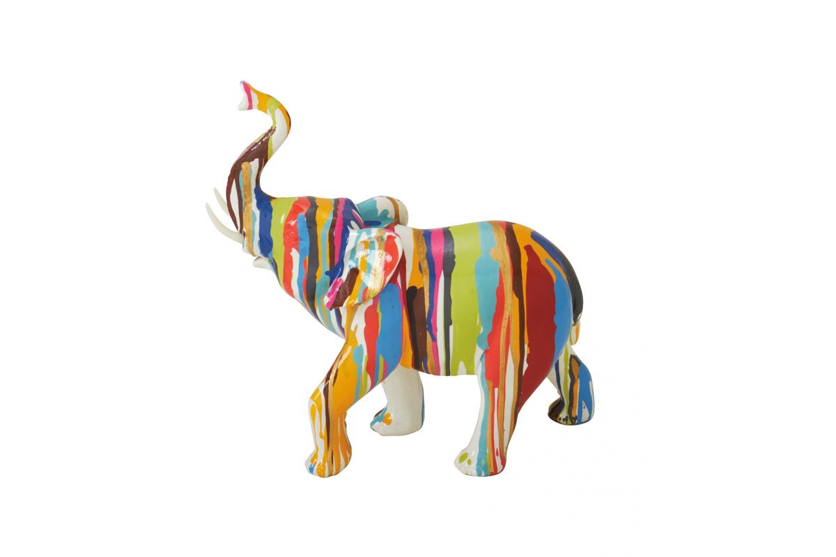Amazing Animals Colorful Drip Paint Elephant Sculpture by UMA