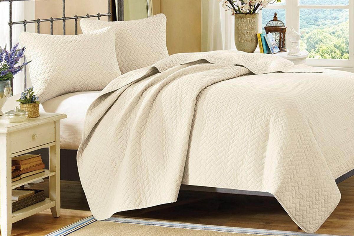 Ivory 3Piece King Coverlet Set at GardnerWhite
