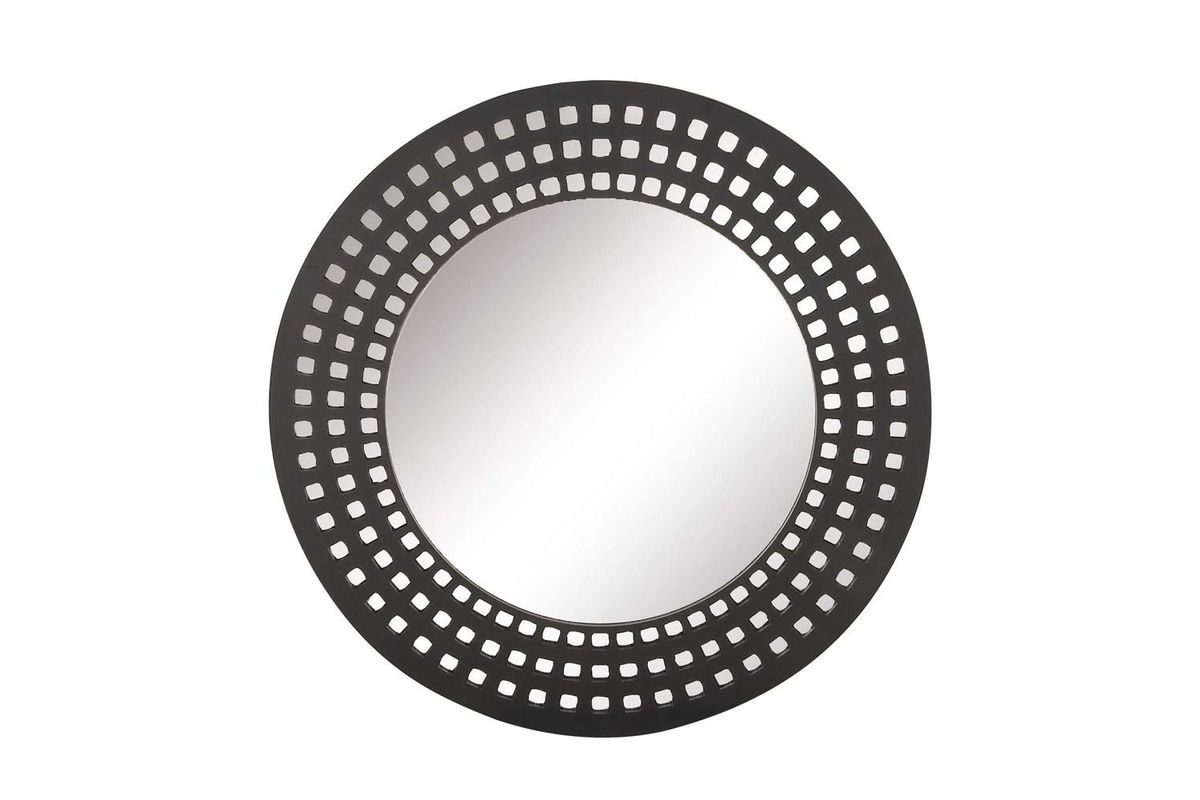 Modern Reflections 31" Round Wall Mirror in Matte Black by UMA
