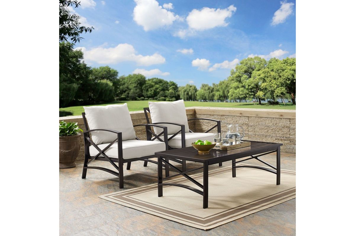 Kaplan 3 Piece Outdoor Chairs and Coffee Table Set with Oatmeal