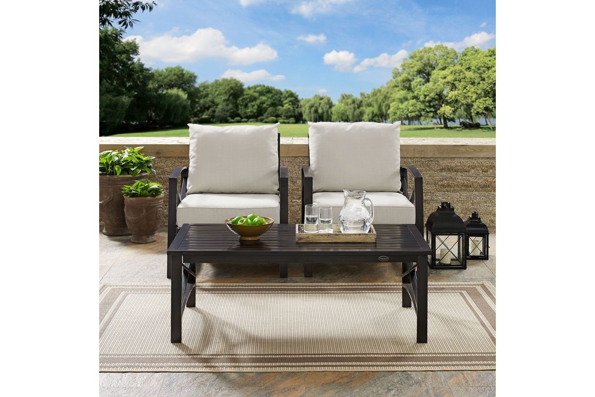 Kaplan 3 Piece Outdoor Chairs and Coffee Table Set with Oatmeal