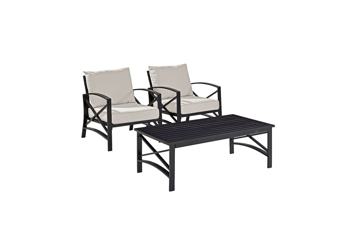 Kaplan 3 Piece Outdoor Chairs and Coffee Table Set with Oatmeal