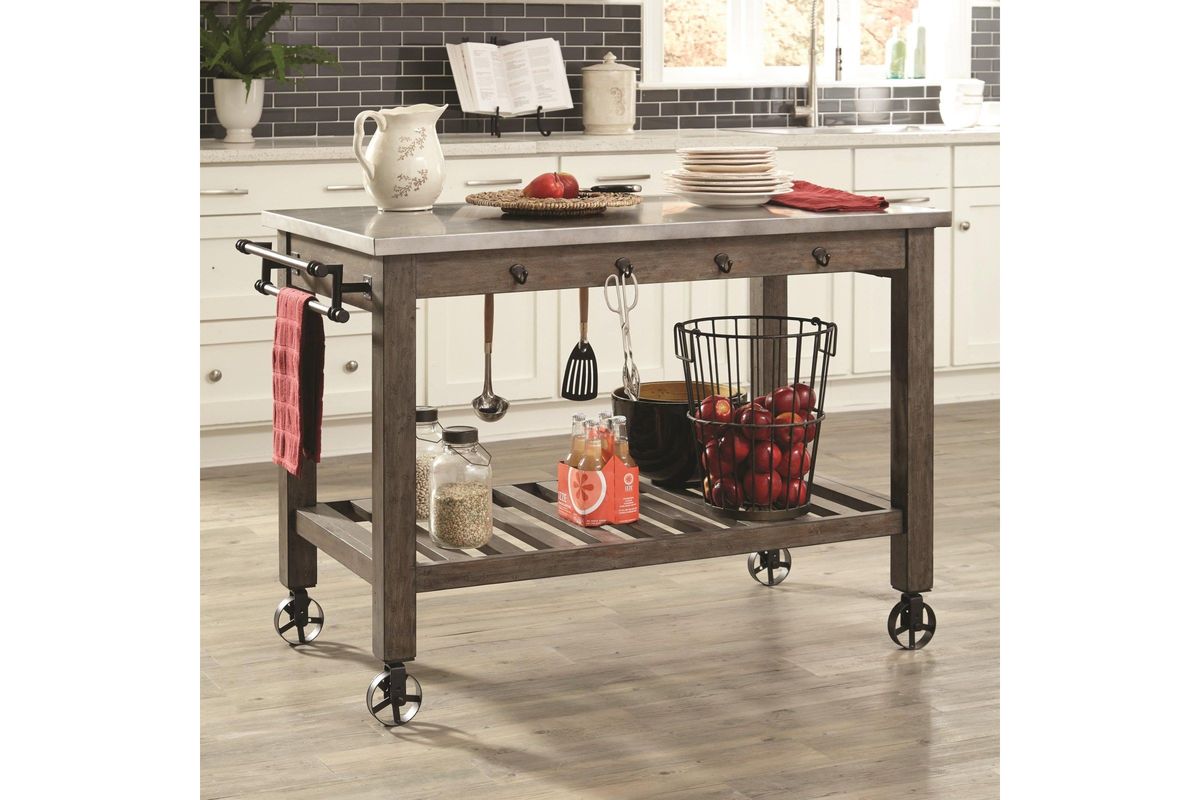 Scott Living Davenport Rustic Industrial Kitchen Cart With Wheels