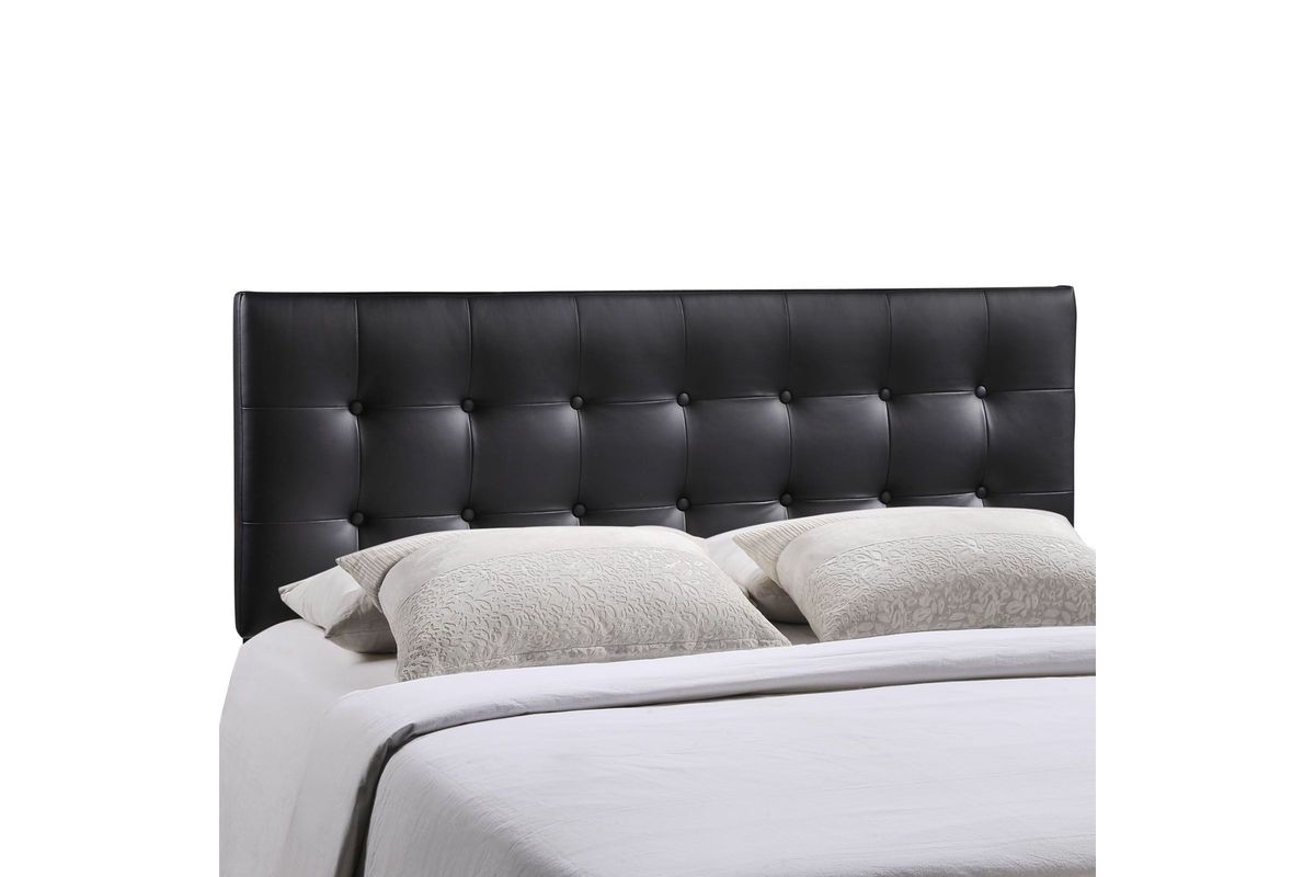 Emily Queen Upholstered Vinyl Headboard in Black by Modway
