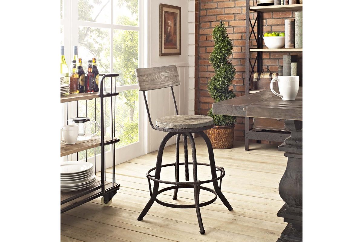 Procure Adjustable Wood Bar Stool in Brown by Modway at GardnerWhite