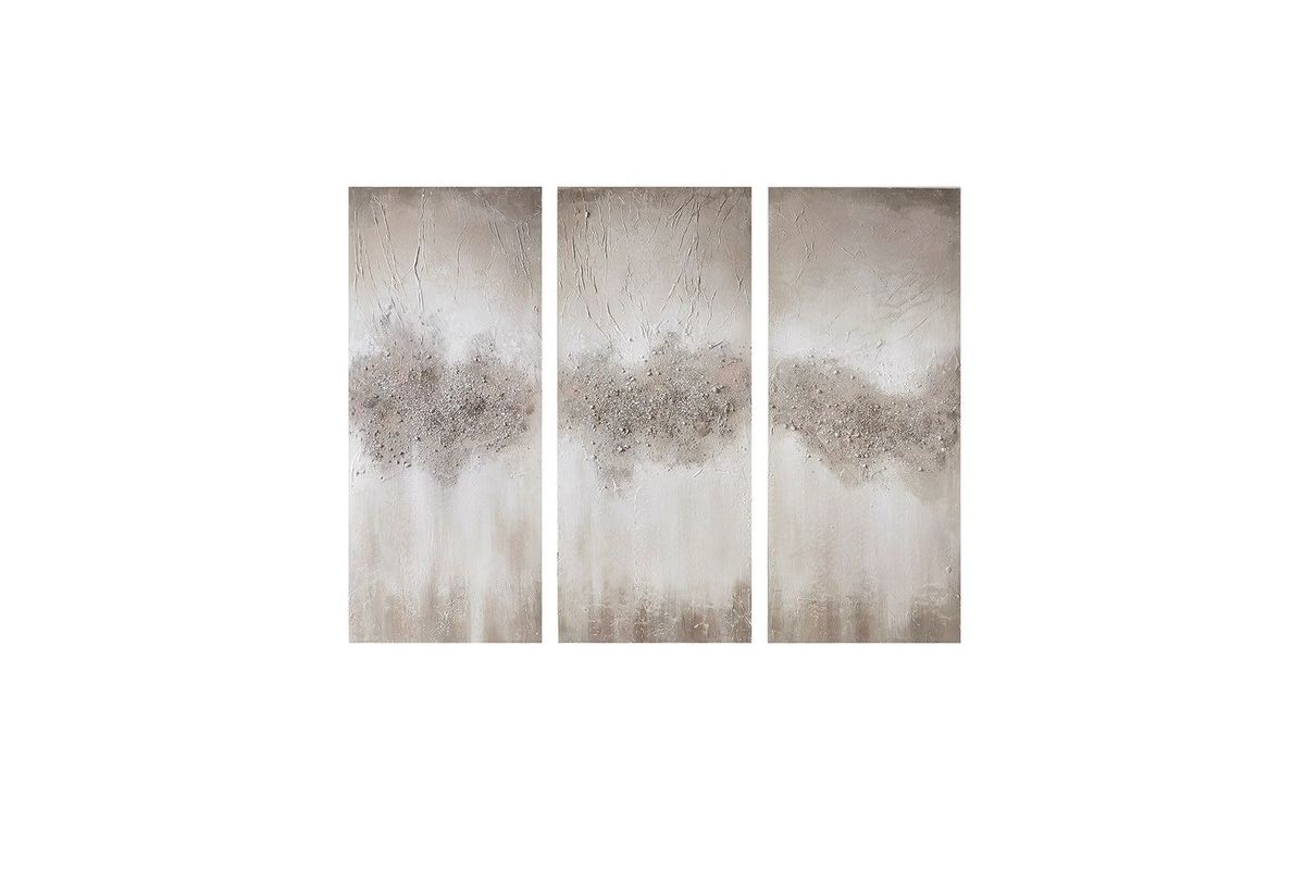 Taupe Luminous Hand Painted Canvas 3 Piece Wall Art Set