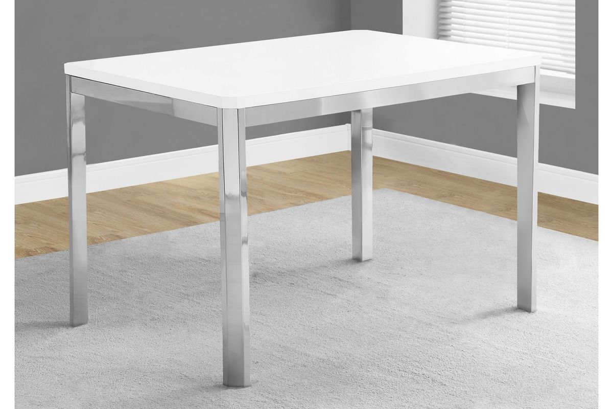 White & Chrome Dining Table by Monarch at GardnerWhite