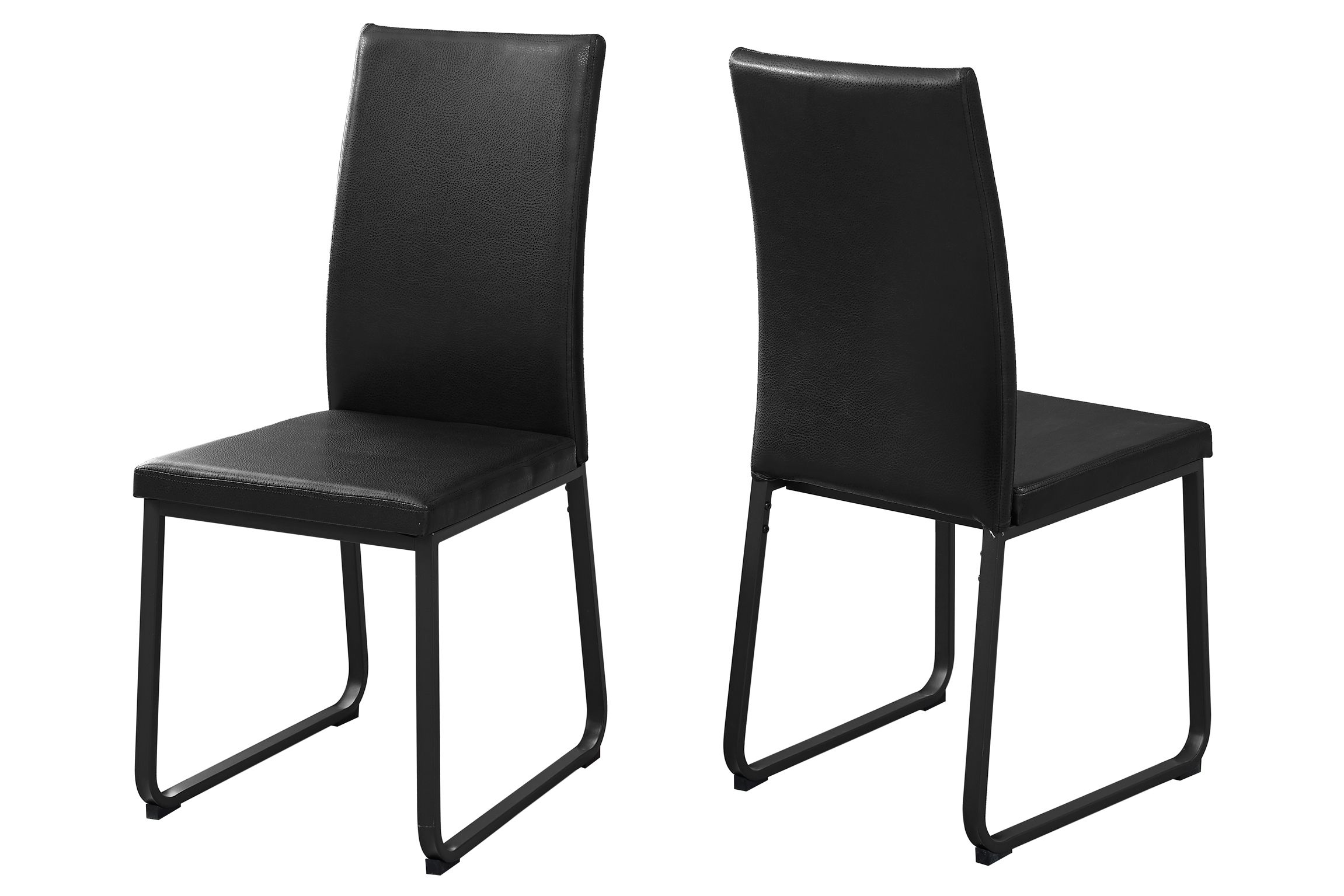 Black Faux Leather Modern Dining Chair Set Of 2 By Monarch