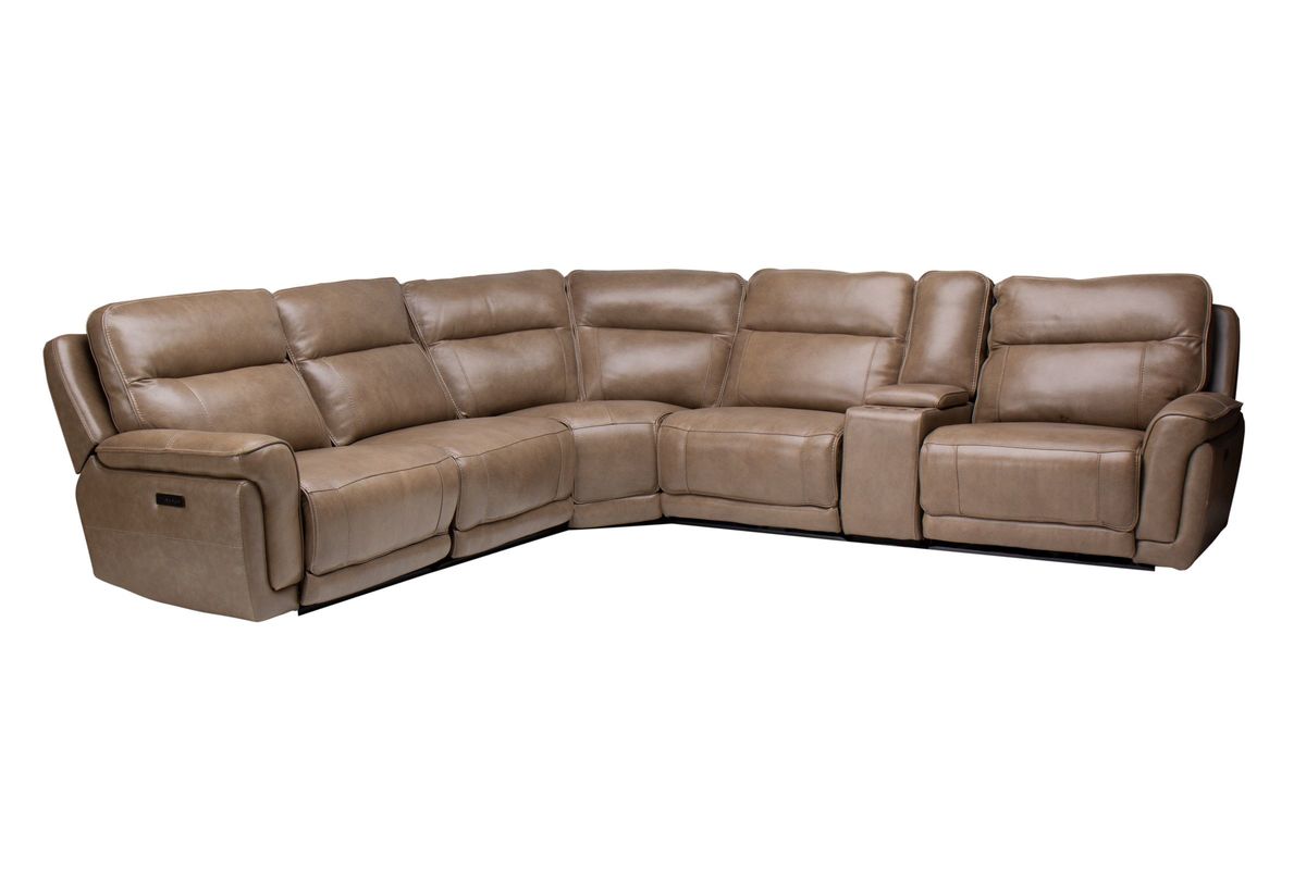 Benni 6Piece Leather Power Reclining Sectional with 2 Recliners