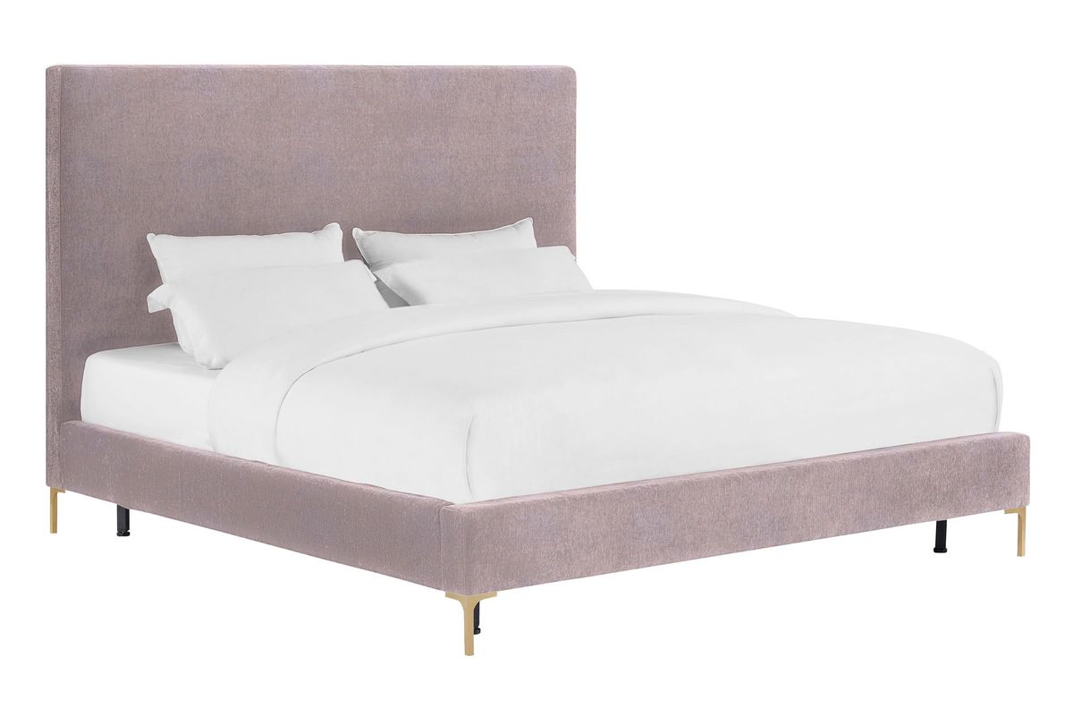 Delilah Blush Textured Velvet Bed in Queen by TOV at GardnerWhite