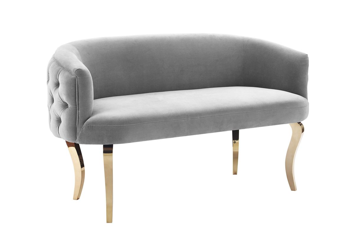 Adina Grey Velvet Loveseat with Gold Legs by TOV at GardnerWhite