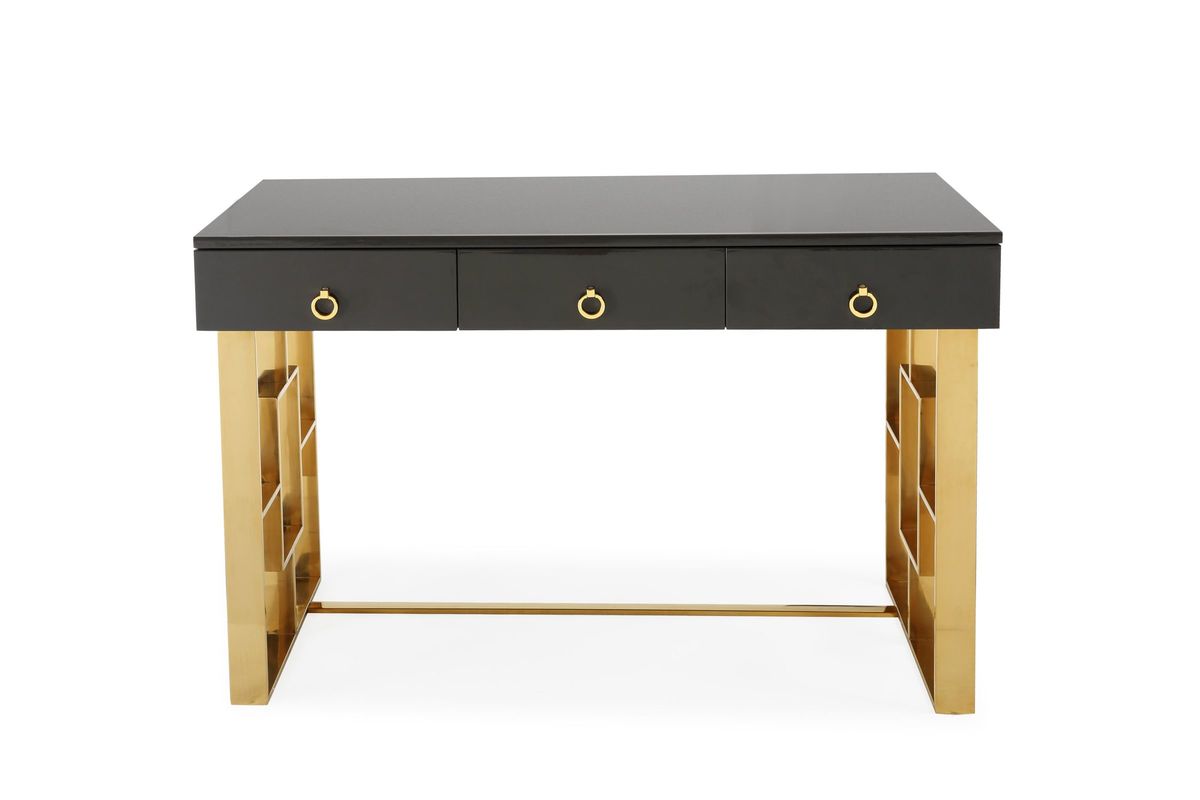 Audrey Grey Lacquer Desk by TOV at GardnerWhite