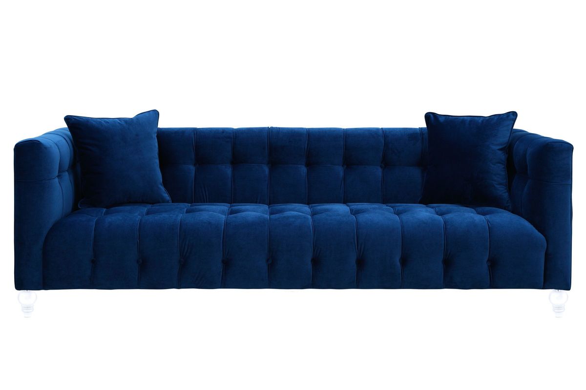Bea Navy Velvet Sofa by TOV at GardnerWhite