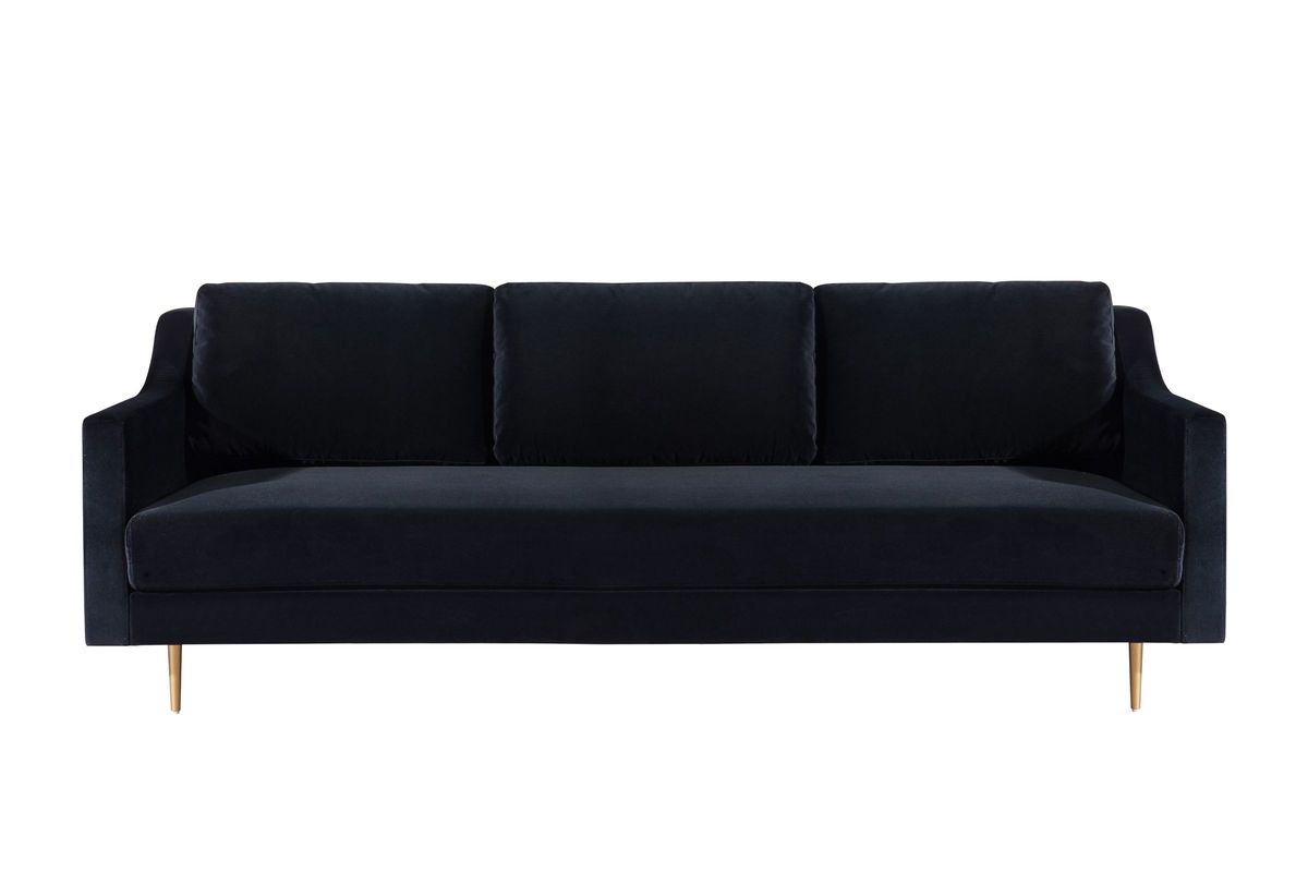 Milan Black Velvet Sofa by TOV at Gardner-White