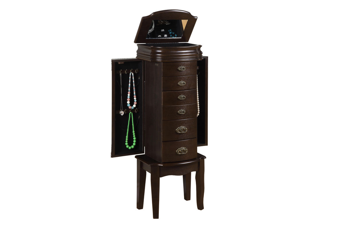 Italian Influenced Transitional "Espresso" Jewelry Armoire Powell 358315