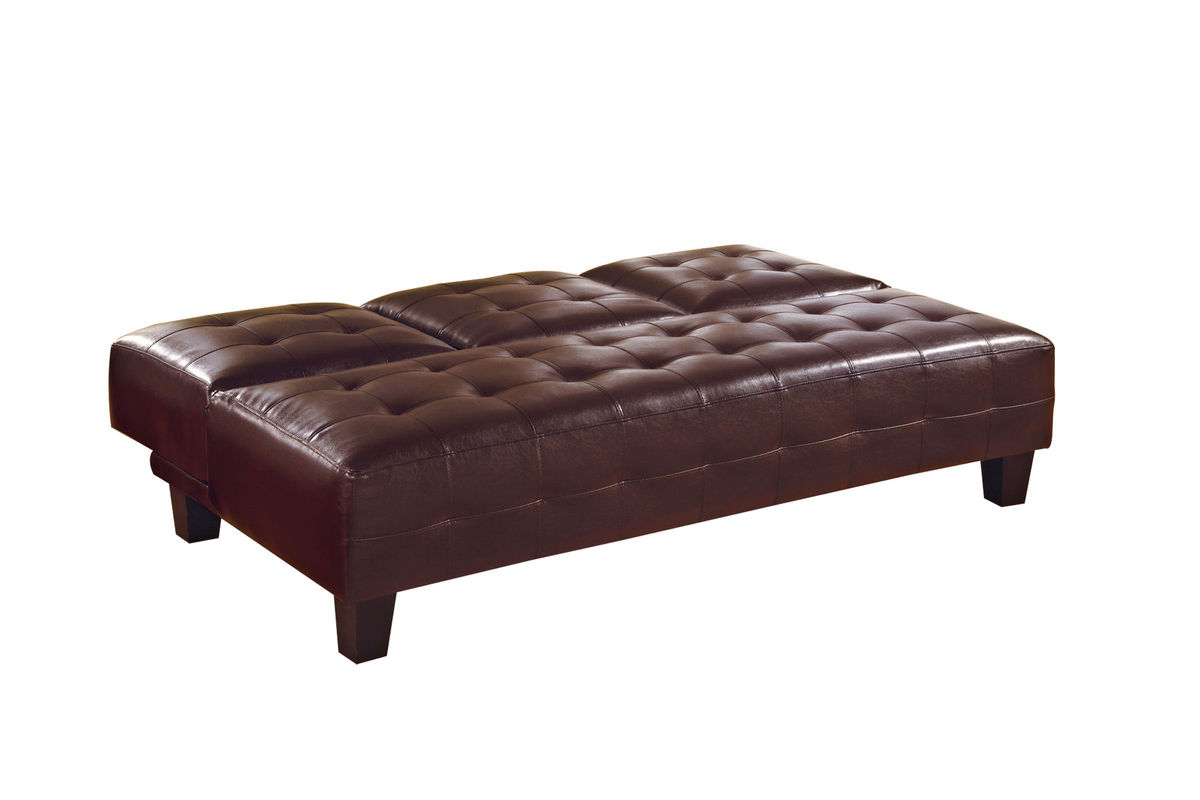 Brown Leather Armless Convertible Futon 300153 at GardnerWhite