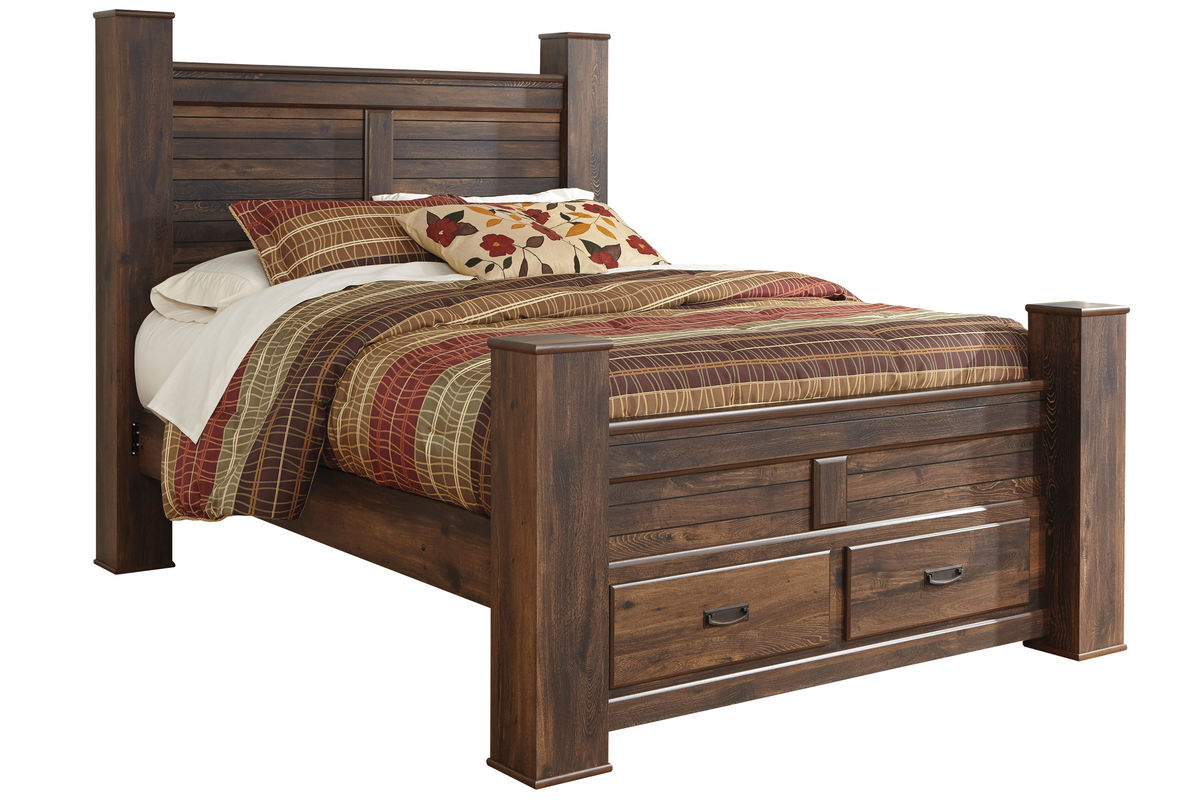 Quinn Dark Brown Queen Bed with Storage Footboard at GardnerWhite