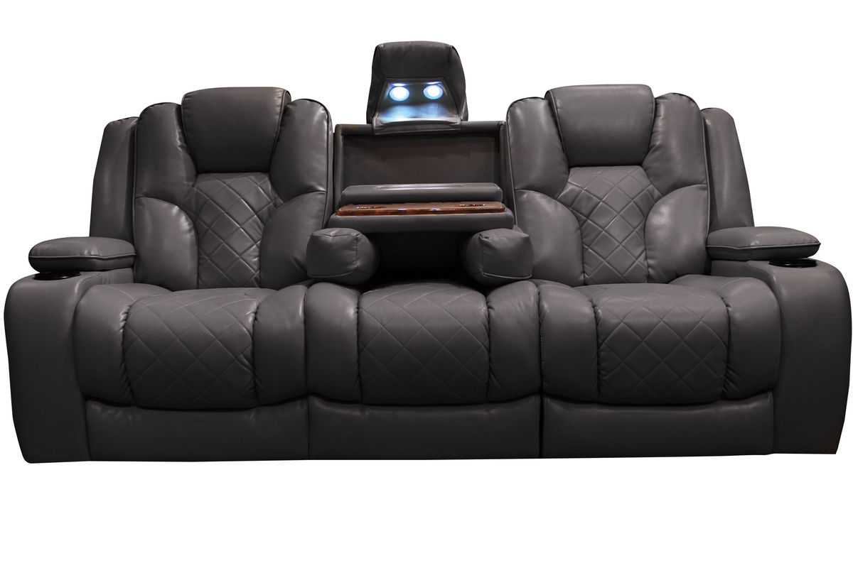 leather reclining sofa with drop down table