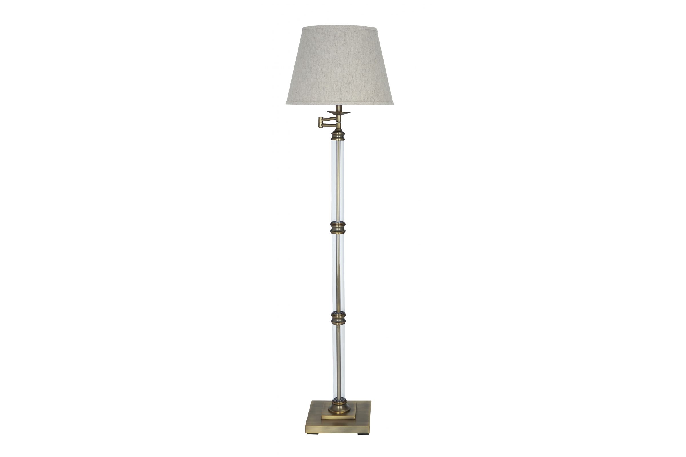 Arwel Glass Floor Lamp In Antique Brass Finish By Ashley