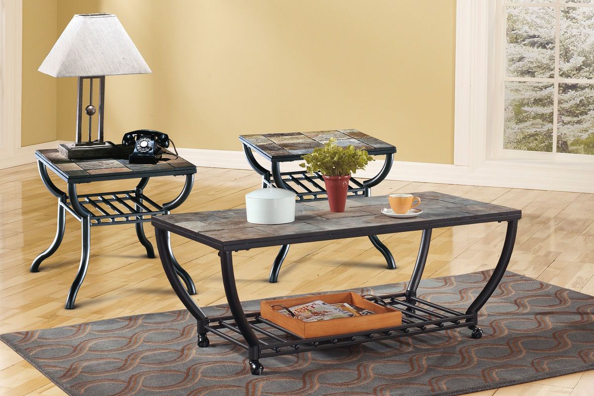 Slate & Iron Square End Table at GardnerWhite