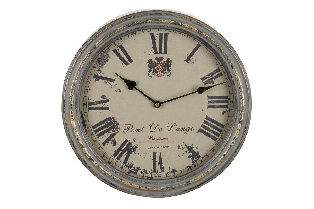 Rustic Elegance Distressed Grey & Tan Wall Clock at GardnerWhite