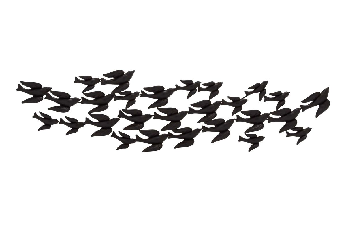 Updated Traditional Wrought Iron Birds in Flight Wall Sculpture
